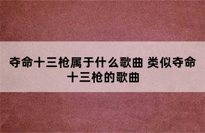 夺命十三枪属于什么歌曲 类似夺命十三枪的歌曲